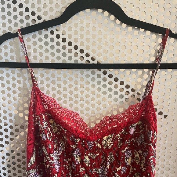 Free People Intimately Last Night Smocked Slip Dress Size Medium in Cherry NWOT - Picture 14 of 16
